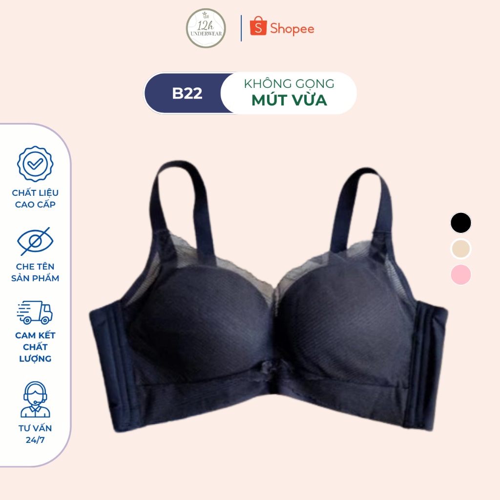 Áo ngực mút vừa nâng ngực bảng lưng to B22, Đồ lót 12h