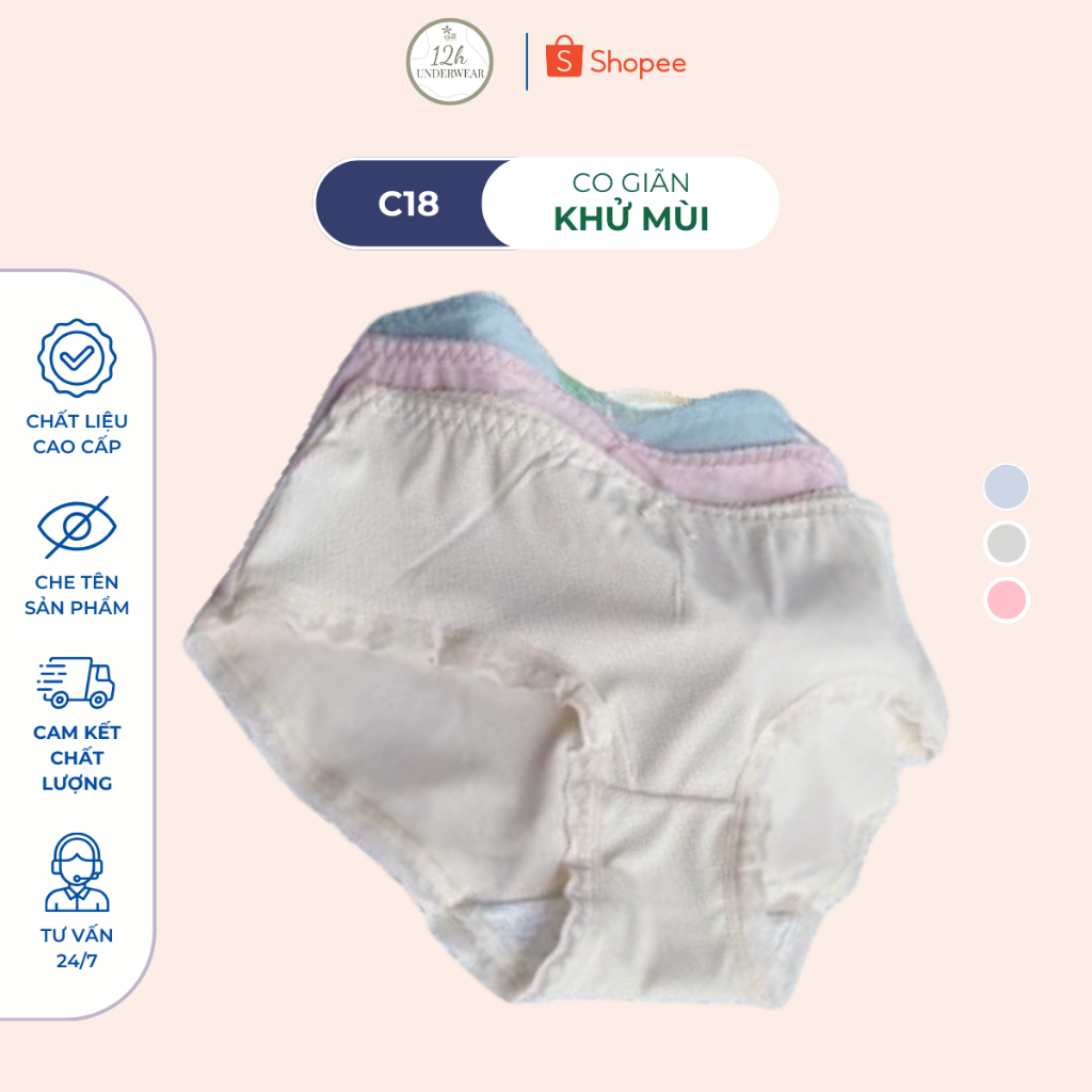 Quần chip nữ cotton nữ co dãn kháng khuẩn c18, Đồ lót 12h