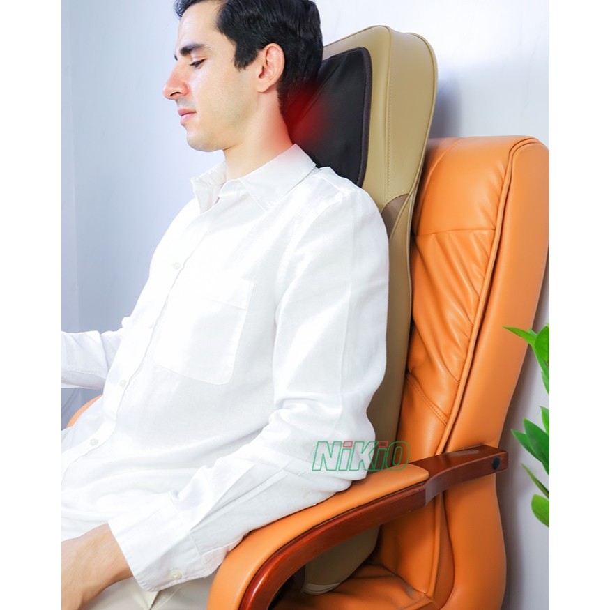 Đệm ghế massage toàn thân, massage lưng, cổ, mông xoa bóp day ấn rung, nhiệt hồng ngoại Nikio NK-180