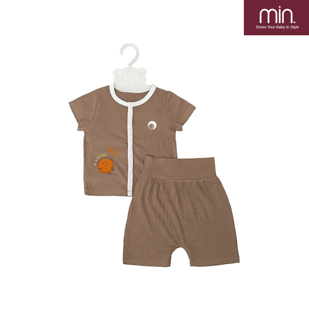 Bộ Sơ Sinh Cộc Tay Anminaza Vải Sợi Tăm Tre Co Dãn Mềm Mại - Hàng Chính Hãng AMI0171