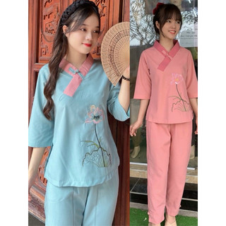 1Nút Hoa Thêu Nữ # Đồ Lam Đi Chùa