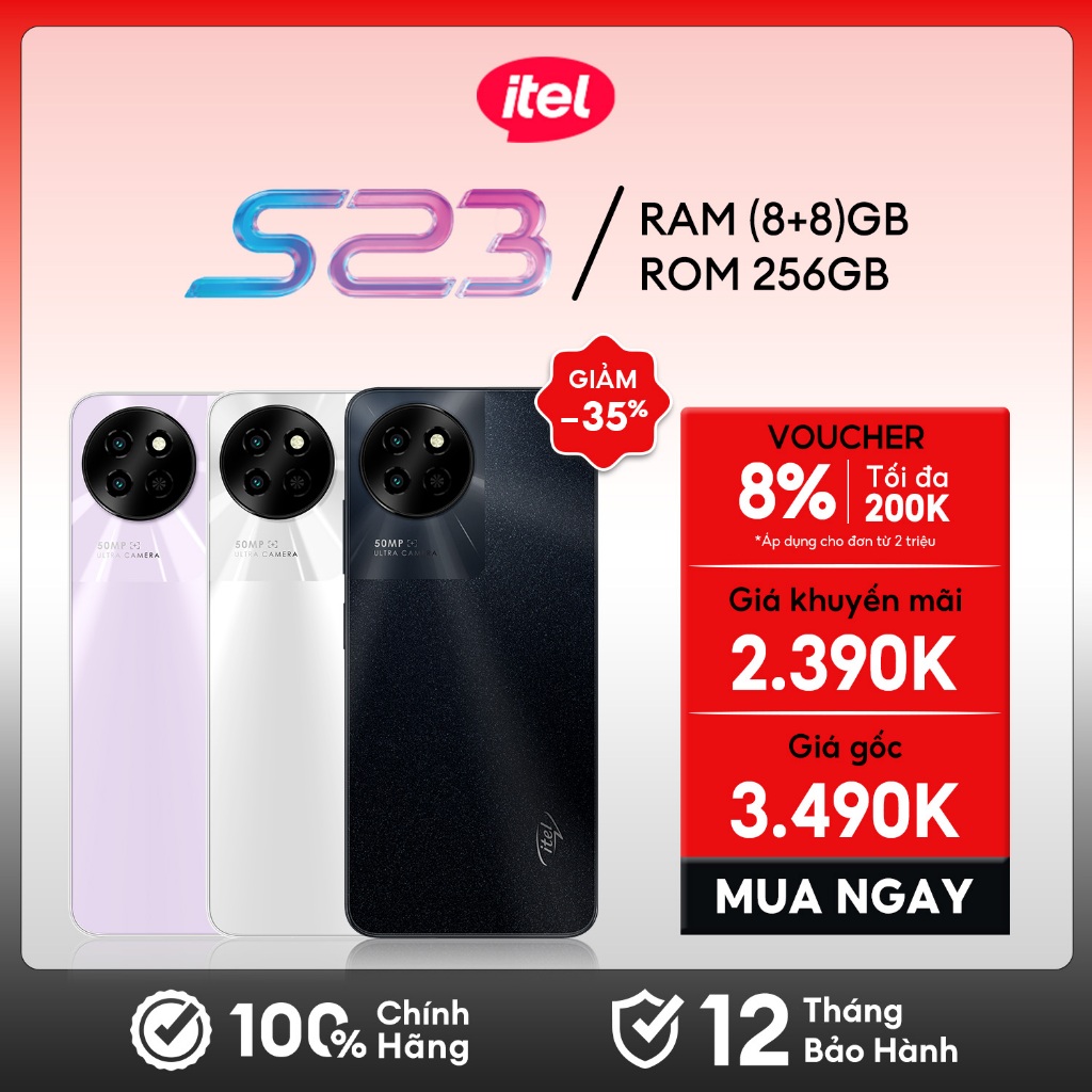 Điện Thoại Itel S23 8GB(+8GB)/128GB & 256GB | Pin 5000mAh | 6.6 Inch ...