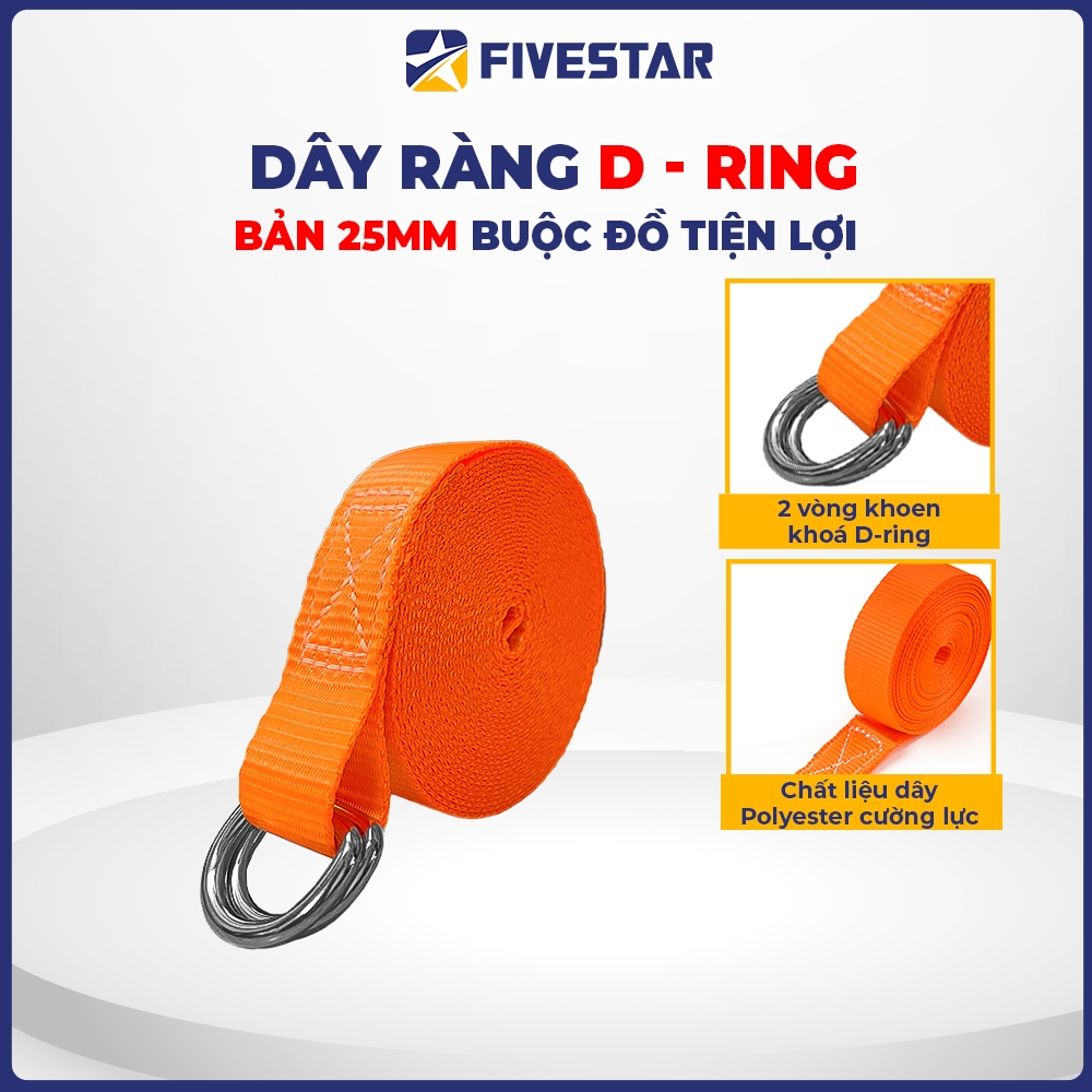 Dây ràng D-ring Fivestar bản 25mm buộc đồ tiện lợi - Đủ size 1M - 15M ...