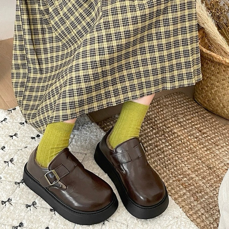Giày nữ, giày đế đốc nữ đế bằng da đẹp, lót lông ấm áp
