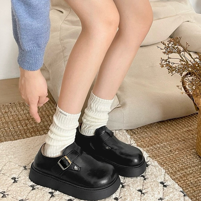 Giày nữ, giày đế đốc nữ đế bằng da đẹp, lót lông ấm áp