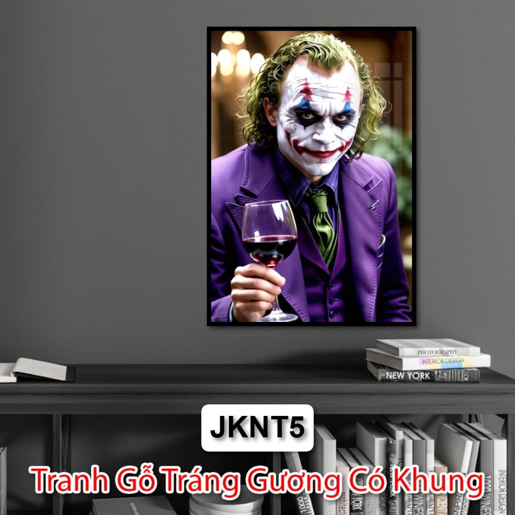 Tranh Treo Tường Nghệ Thuật Joker, Kích Thước Lớn, Khung Đen Cao Cấp, Ưu Điểm Nhẹ, Không Nguy Hiểm, Bảo Hành 1 Đổi 1