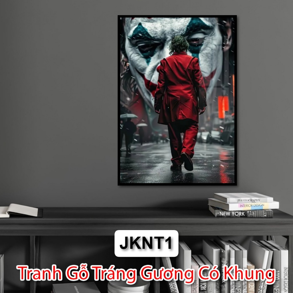 Tranh Treo Tường Nghệ Thuật Joker, Kích Thước Lớn, Khung Đen Cao Cấp, Ưu Điểm Nhẹ, Không Nguy Hiểm, Bảo Hành 1 Đổi 1
