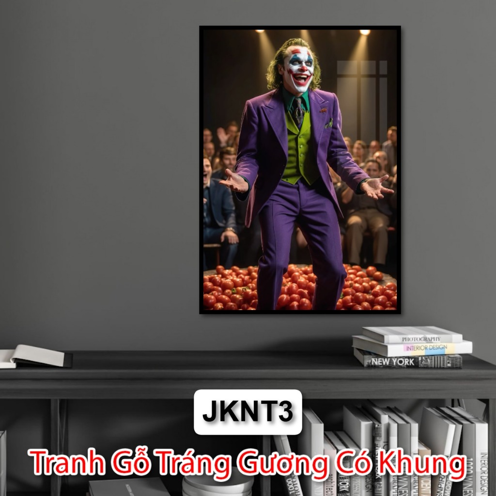 Tranh Treo Tường Nghệ Thuật Joker, Kích Thước Lớn, Khung Đen Cao Cấp, Ưu Điểm Nhẹ, Không Nguy Hiểm, Bảo Hành 1 Đổi 1