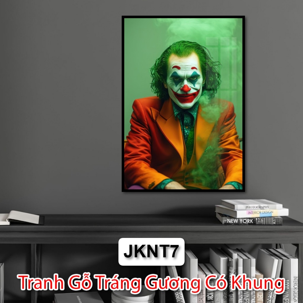 Tranh Treo Tường Nghệ Thuật Joker, Kích Thước Lớn, Khung Đen Cao Cấp, Ưu Điểm Nhẹ, Không Nguy Hiểm, Bảo Hành 1 Đổi 1