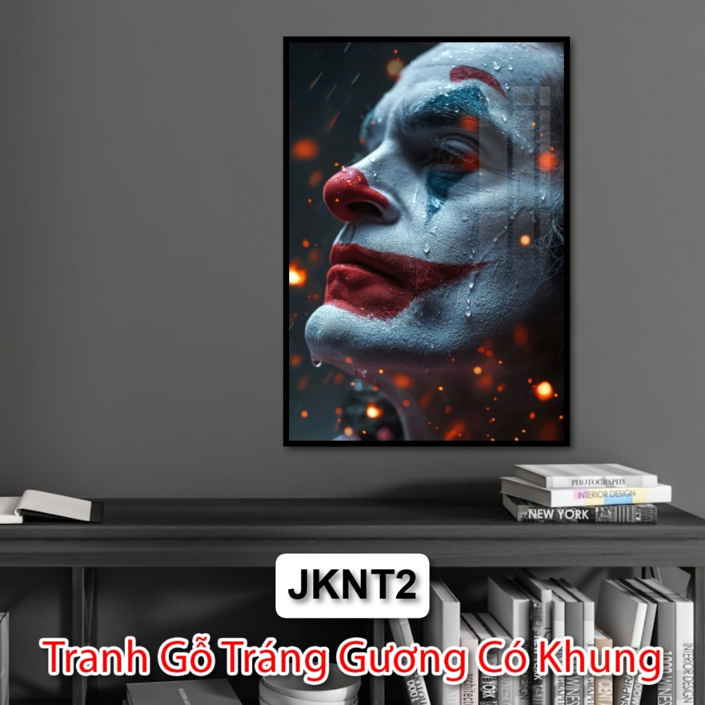 Tranh Treo Tường Nghệ Thuật Joker, Kích Thước Lớn, Khung Đen Cao Cấp, Ưu Điểm Nhẹ, Không Nguy Hiểm, Bảo Hành 1 Đổi 1