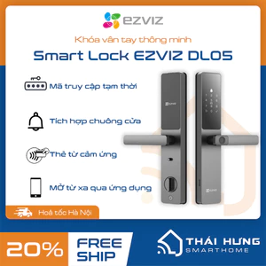 Khóa vân tay thông minh Ezviz DL05, tích hợp chuông cửa,kết nối với camera Ezviz, nhiều cách mở khóa