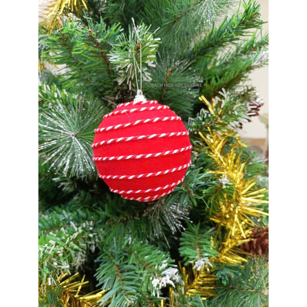QUẢ CHÂU NHUNG CÓ VÂN ĐK 8CM VÀ 10CM- PHỤ KIỆN TRANG TRÍ NOEL