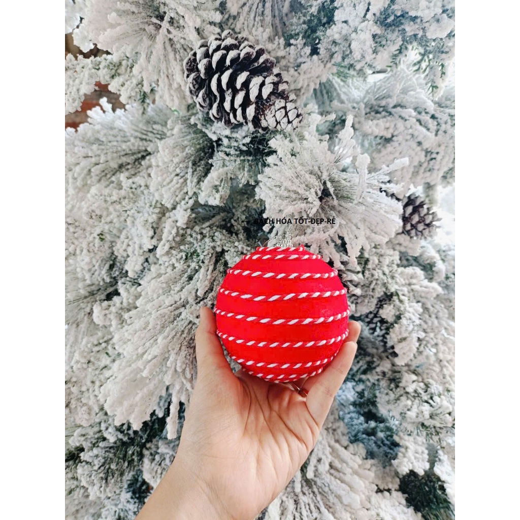 QUẢ CHÂU NHUNG CÓ VÂN ĐK 8CM VÀ 10CM- PHỤ KIỆN TRANG TRÍ NOEL