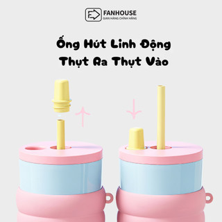 Bình giữ nhiệt khắc tên Fan House bình nước giữ nhiệt 12h inox 316 ống hút tiện lợi 710ml, chram 3D