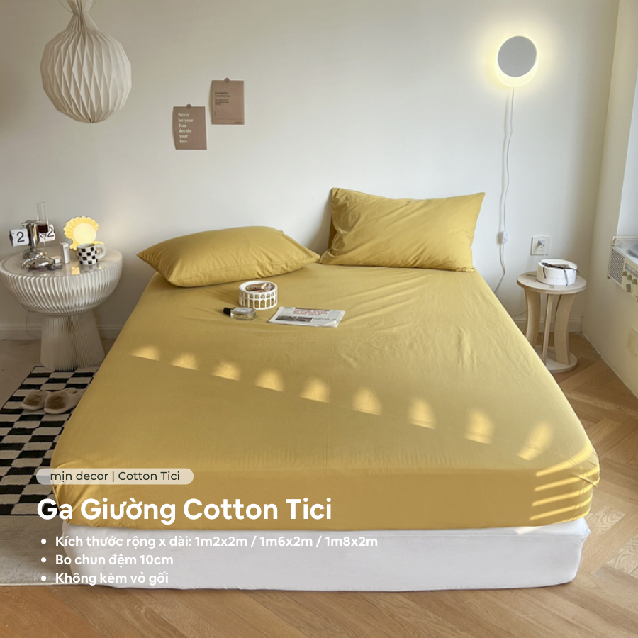 Ảnh Ga Giường Cotton Tici (Không Kèm Vỏ Gối) Mịn Decor, Drap Nệm Trơn Basic 4