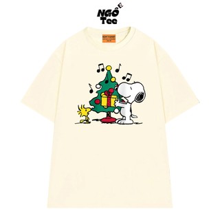 Áo Thun Giáng Sinh Noel NGỐ TEE Hoạt Hình Snoopy và Woodstock Vải Cotton Mềm Mịn Thoáng Mát
