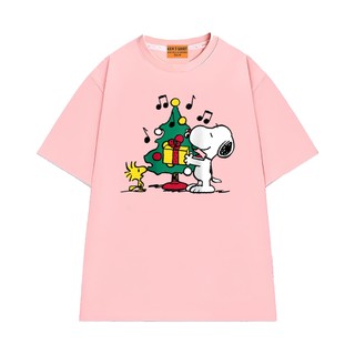 Áo Thun Giáng Sinh Noel NGỐ TEE Hoạt Hình Snoopy và Woodstock Vải Cotton Mềm Mịn Thoáng Mát