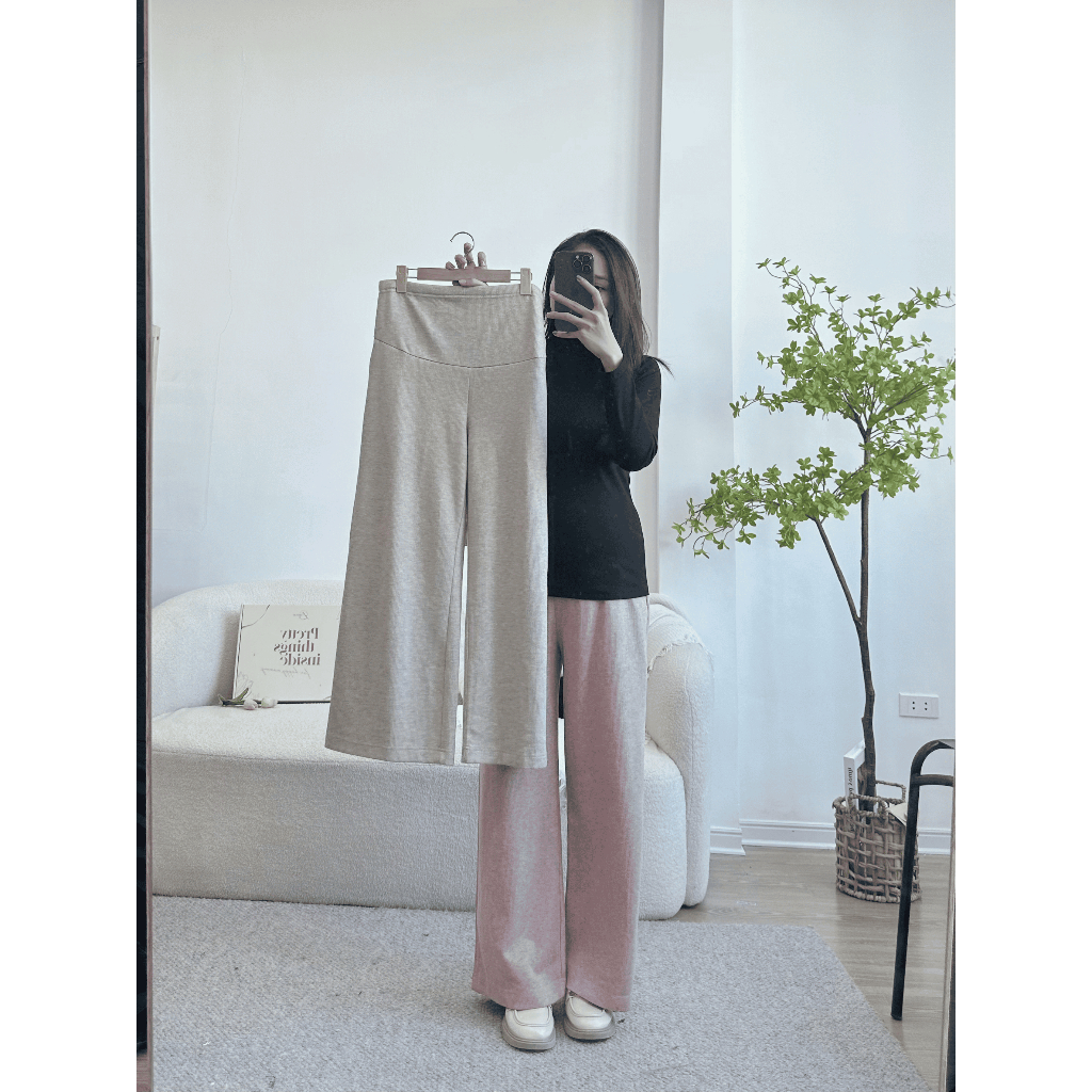 Quần bầu thu đông CICI Pants chất len hàn cao cấp co giãn tốt, có đáp bụng mềm mại cho mẹ bầu thiết kế by L'amme