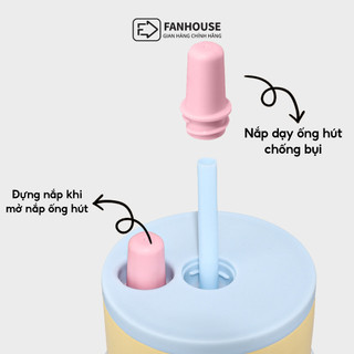 Bình giữ nhiệt khắc tên Fan House bình nước giữ nhiệt 12h inox 316 ống hút tiện lợi 710ml tặng charm