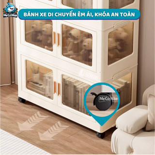 Tủ Nhựa Đựng Đồ Gấp Gọn Tiện Lợi, Tủ Nhựa Kính Trong Suốt Đa Năng Có Bánh Xe Di Chuyển Dày Dặn Chắc Chắn An Toàn - HC03
