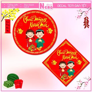 Tem Dán Tết, Tem Dán Chúc Mừng Năm Mới 2026, Decal Decor Trang Trí Hộp Quà, Hộp Bánh, Kẹo, Mứt Ngày Tết.