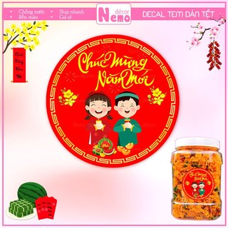 Tem Dán Tết, Tem Dán Chúc Mừng Năm Mới 2026, Decal Hình Tròn Decor Trang Trí Hộp Quà, Hộp Bánh, Kẹo, Mứt Ngày Tết.