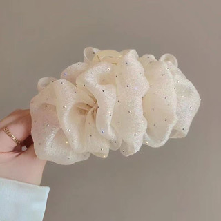 Kẹp Tóc Lưới Nơ Voan Size To Cỡ Lớn Đính Đá Kim Sa Lấp Lánh Dành Cho Nữ