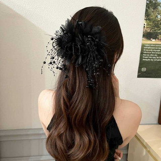 Kẹp Tóc Hoa Mẫu Đơn Đính Hạt Tua Rua Kẹp Tóc Đuôi Nhựa Phong Cách Hàn Quốc Dành Cho Nữ