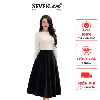 Áo thun dài tay cổ tròn basic dáng lửng 5 màu thời trang nữ Seven.AM B143032F