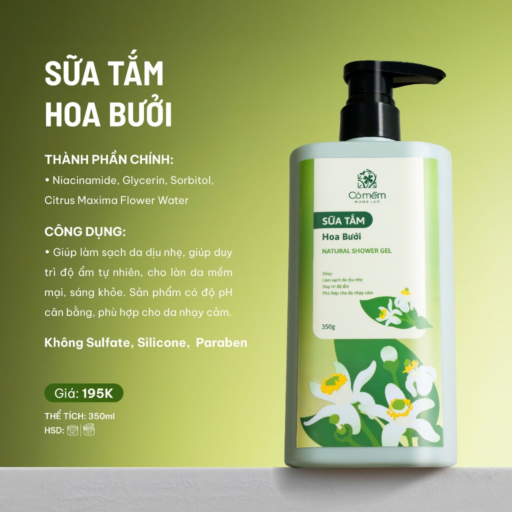 Ảnh Sữa Tắm Dưỡng Ẩm Sáng Da Ngừa Lão Hoá Da Từ Thiên Nhiên Cỏ Mềm 350ml 1