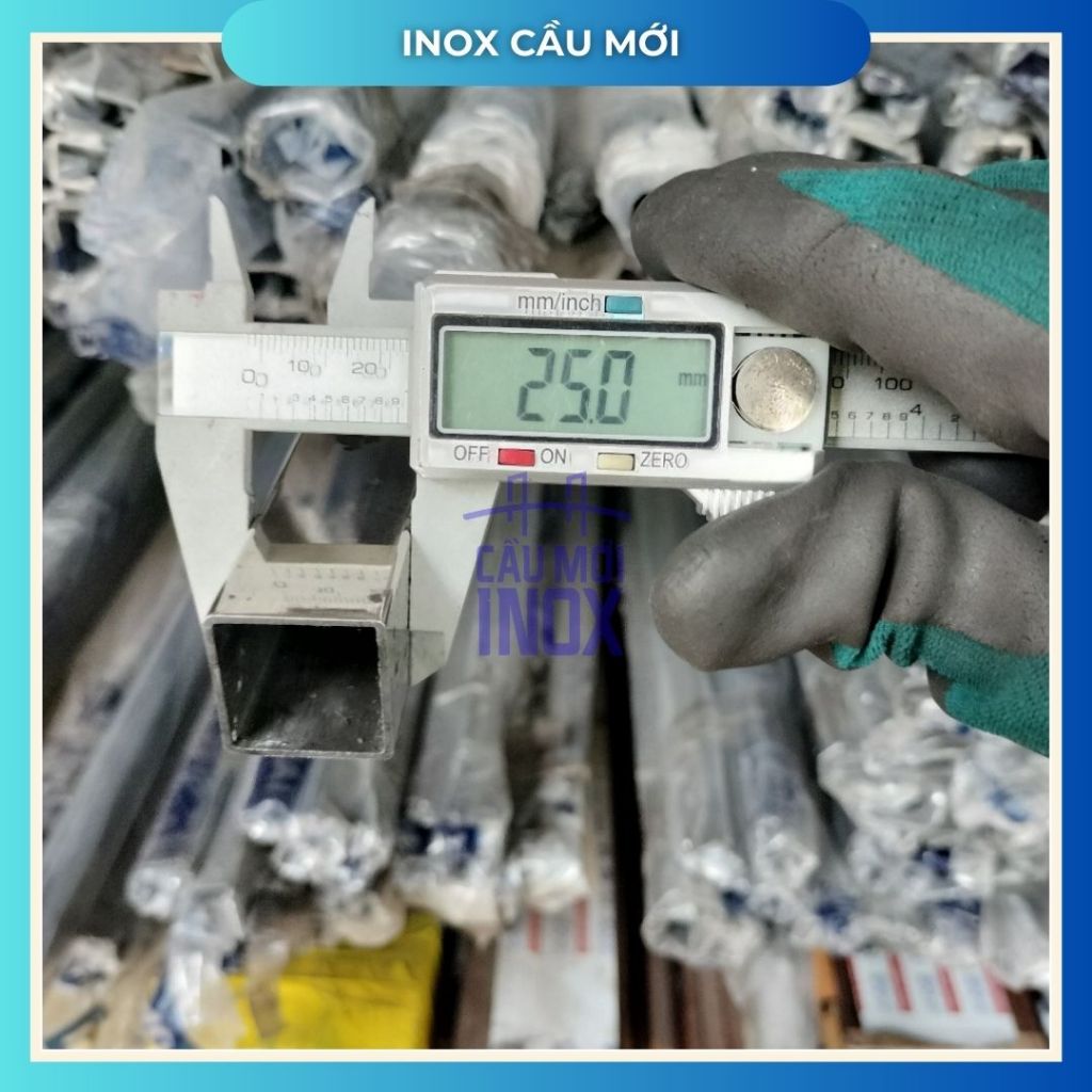 Hộp inox vuông 304 25x25mm, Độ dày 1.2 mm/1.5mm, Dài 1m/1m2/1m5, chất lượng nhà máy loại 1