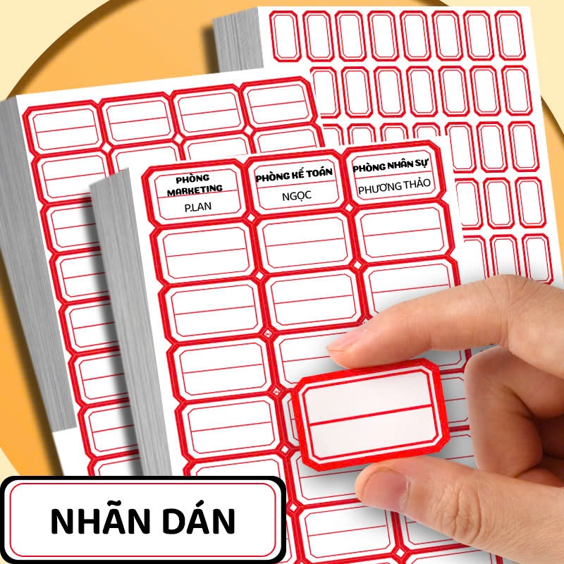 50 Tờ Tem Nhãn Dán Ghi Tên Chống Nước - Giúp Quản Lý Đồ Vật Tiện Lợi, Nhiều Màu Sắc và Kích Thước