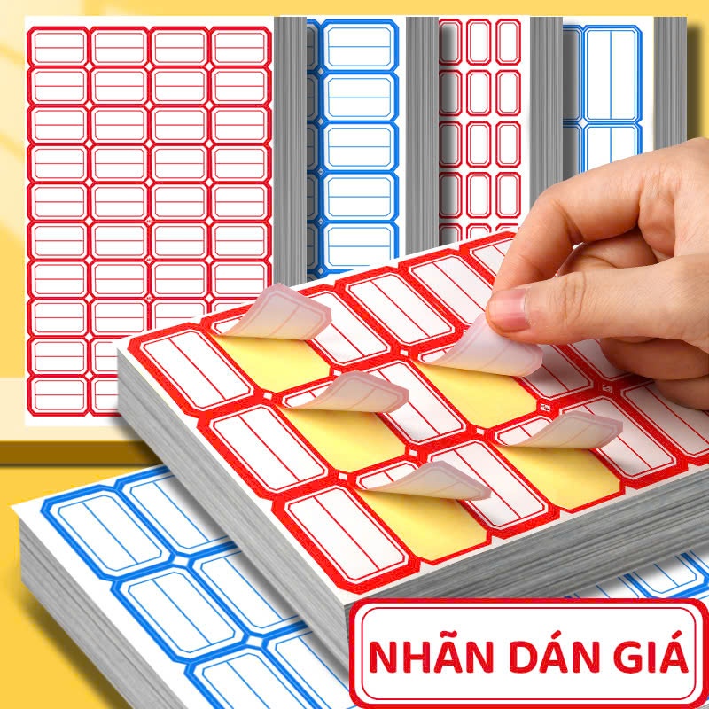 50 Tờ Tem Nhãn Dán Ghi Tên Chống Nước - Giúp Quản Lý Đồ Vật Tiện Lợi, Nhiều Màu Sắc và Kích Thước