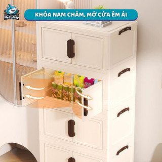 Tủ Đựng Đồ Gấp Gọn Tiện Lợi, Tủ Nhựa Kính Trong Suốt Đa Năng Có Bánh Xe Di Chuyển Dày Dặn Chắc Chắn An Toàn - HC04
