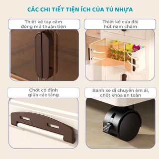 Tủ Đựng Đồ Gấp Gọn Tiện Lợi, Tủ Nhựa Kính Trong Suốt Đa Năng Có Bánh Xe Di Chuyển Dày Dặn Chắc Chắn An Toàn - HC04