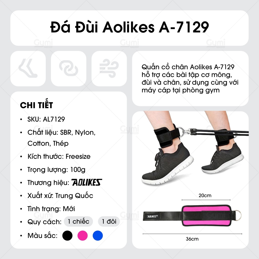 [1 Chiếc] Đá Đùi Tập Mông Aolikes A-7129 - Quấn Cổ Chân, Mắc Cá Chân Kéo Cáp - QCC-AL7129