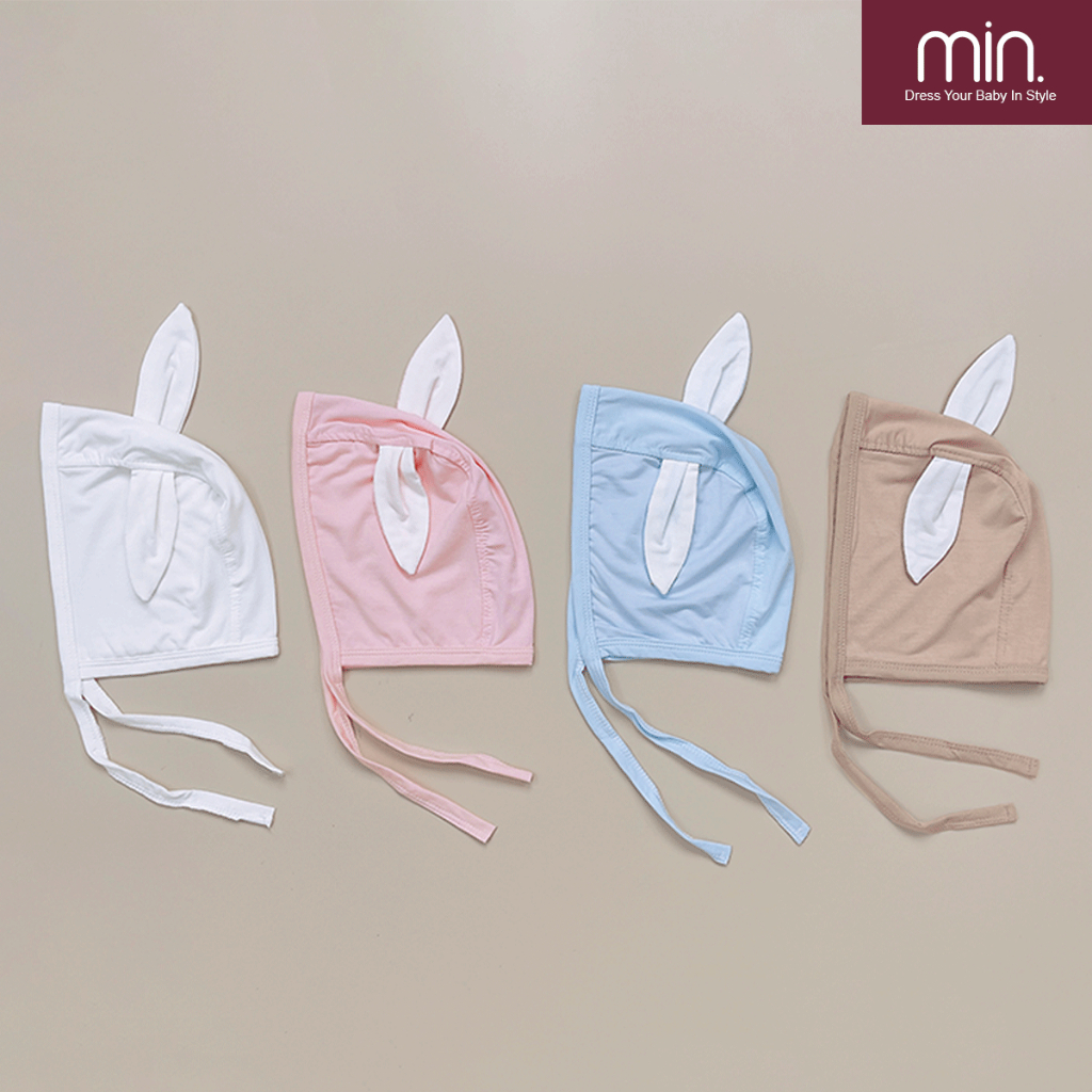 Mũ Sơ Sinh Tai Thỏ Cho Bé 0-6 Tháng Anminaza Vải Sợi Tre Cao Cấp - Hàng Chính Hãng AMI0014Tr