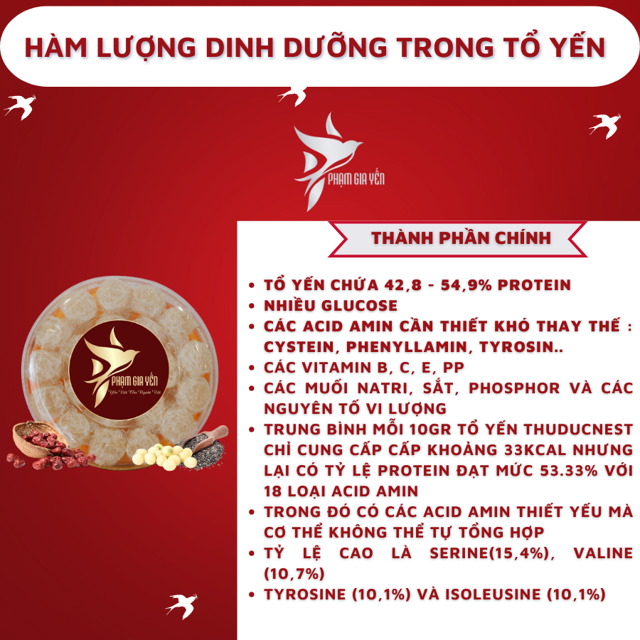 Tổ Yến Tinh Chế Sợi Đắp Hoa Hồng Nguyên Chất 100% -  Yến Sào Phạm Gia