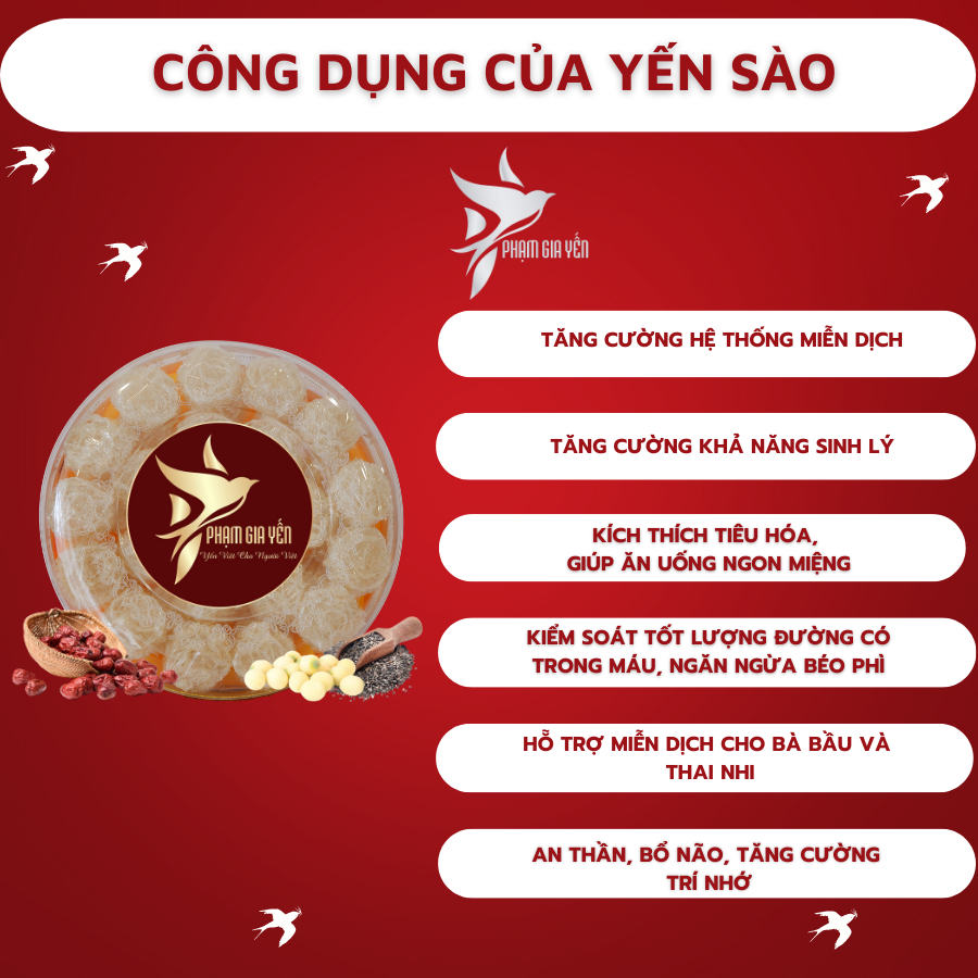 Tổ Yến Tinh Chế Sợi Đắp Hoa Hồng Nguyên Chất 100% -  Yến Sào Phạm Gia
