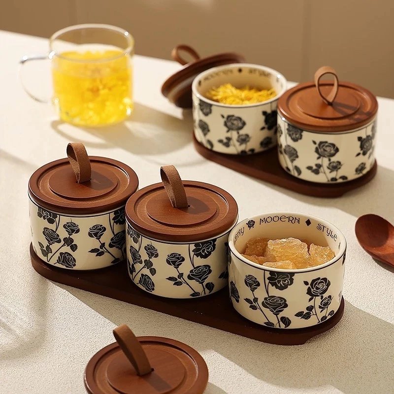 Bộ hũ sứ decor đựng mứt tết sang trọng