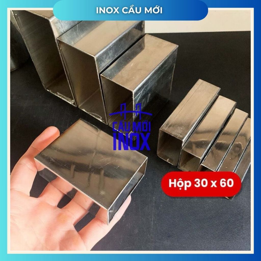Hộp inox chữ nhật 304 30x60, độ dày 1.0mm/1.2 mm/1.5mm (dài 0.5m/1m/1m2/1m5), chất lượng nhà máy