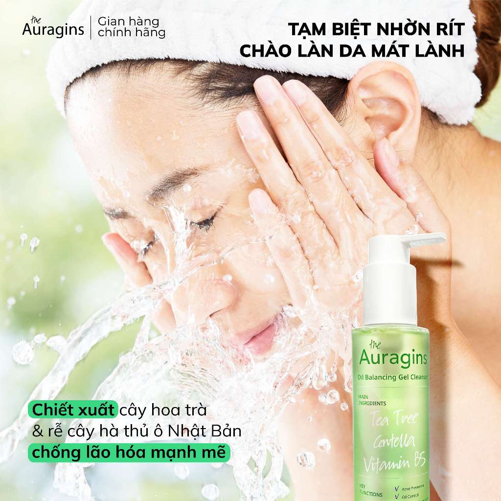 Ảnh Gel rửa mặt cho da dầu mụn The Auragins Oil Balancing Gel Cleanser 150ml 4