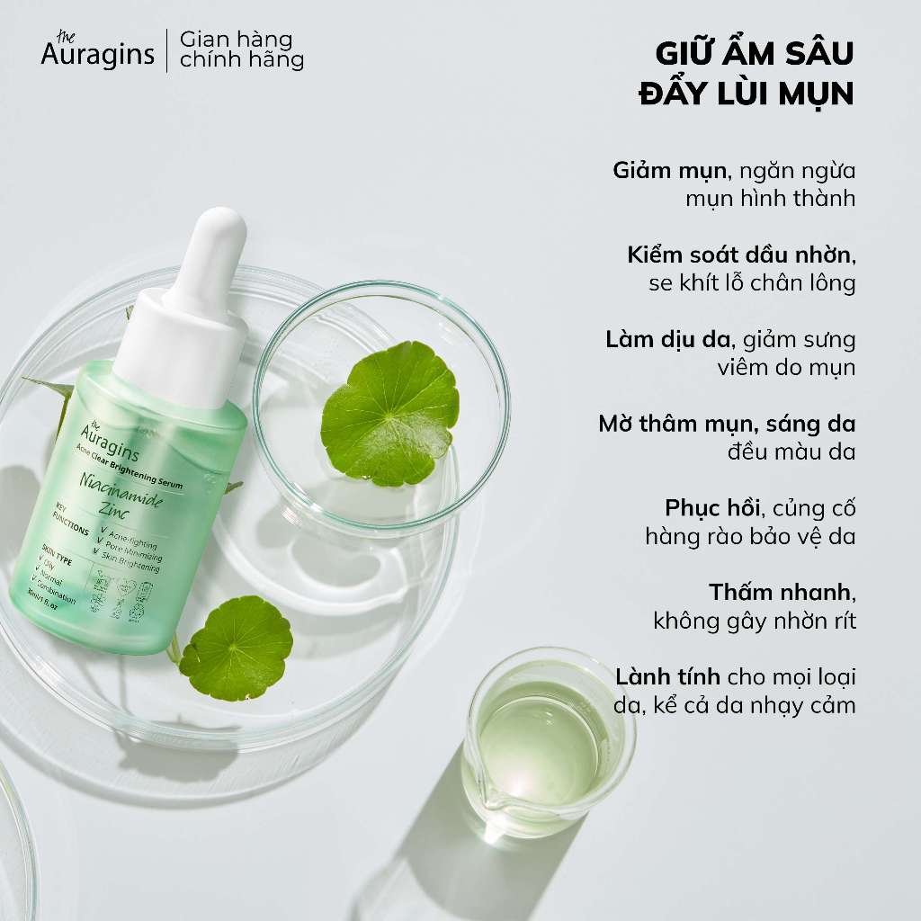 Ảnh Tinh Chất Giảm Thâm The Auragins 10% Niacinamide + 1% Zinc Acne Clear Serum 4