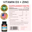 Vitamin D3 kết hợp với Kẽm Tăng cường mật độ xương Hỗ trợ xương và răng chắc khỏe 60 viên