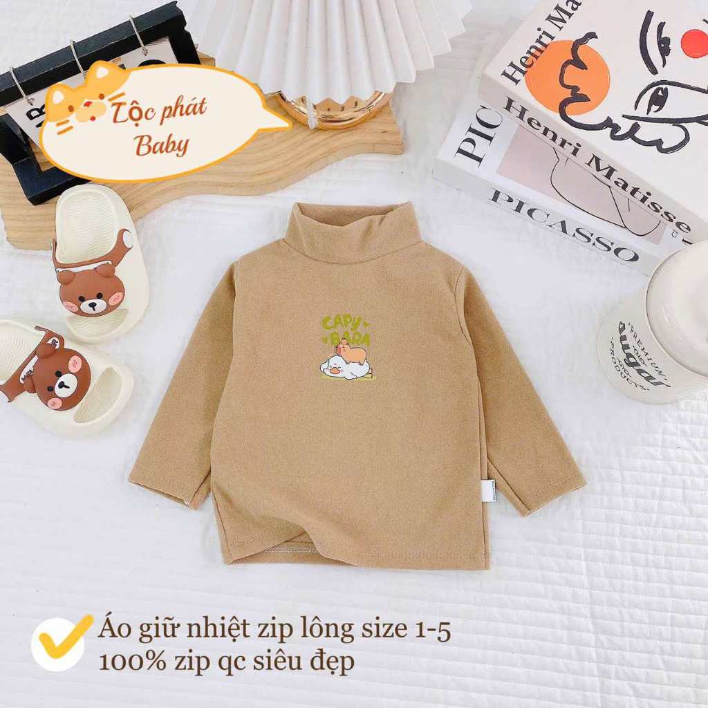 Combo 1-2 Áo giữ nhiệt zíp lông 2 mặt ấm áp cho bé 4-15kg