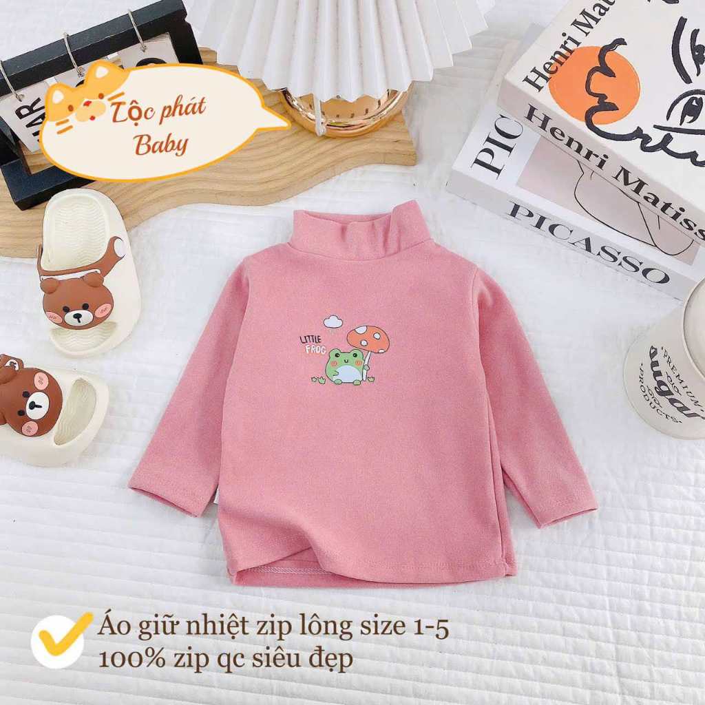 Combo 1-2 Áo giữ nhiệt zíp lông 2 mặt ấm áp cho bé 4-15kg