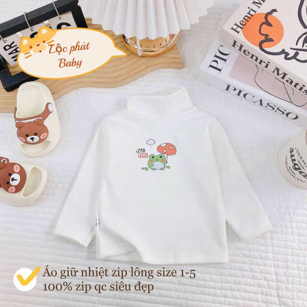 Combo 1-2 Áo giữ nhiệt zíp lông 2 mặt ấm áp cho bé 4-15kg