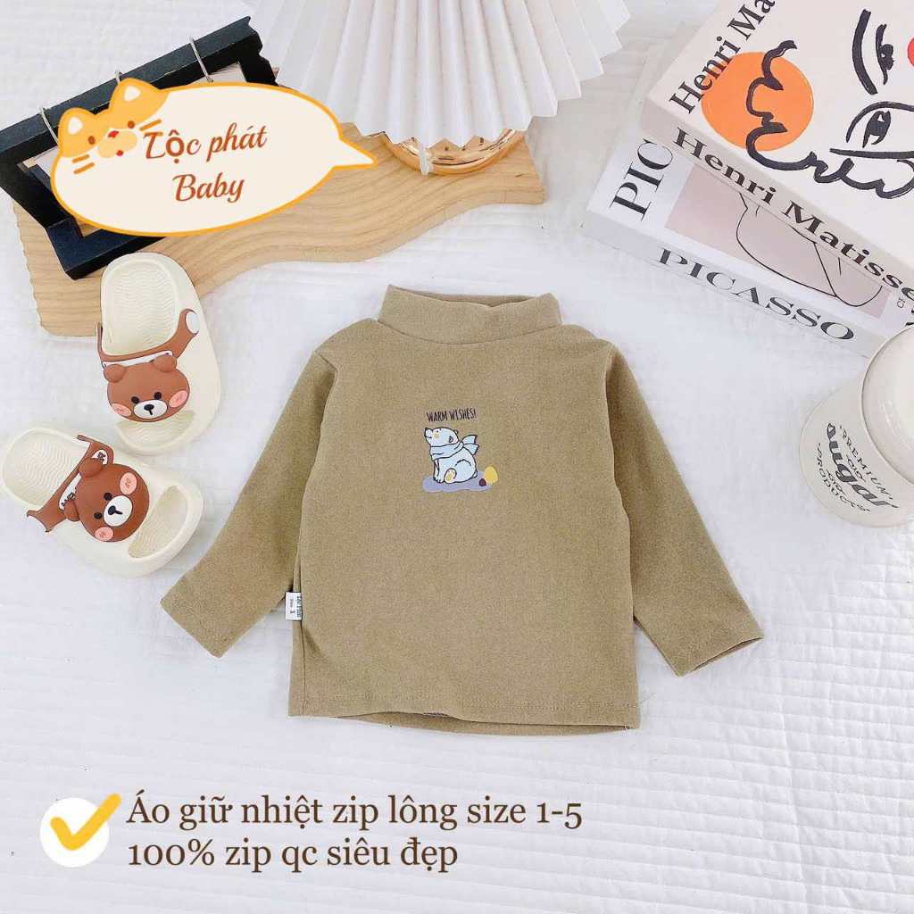 Combo 1-2 Áo giữ nhiệt zíp lông 2 mặt ấm áp cho bé 4-15kg