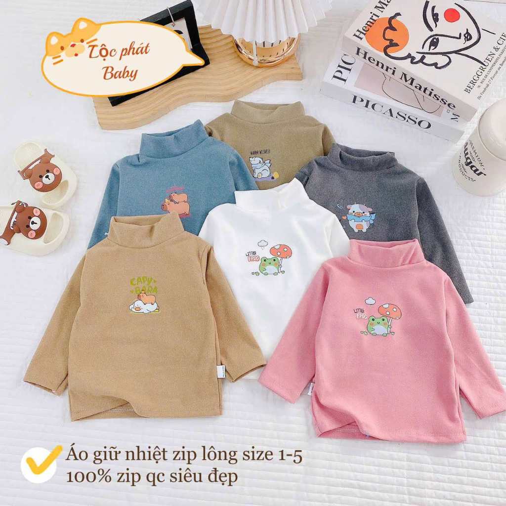 Combo 1-2 Áo giữ nhiệt zíp lông 2 mặt ấm áp cho bé 4-15kg