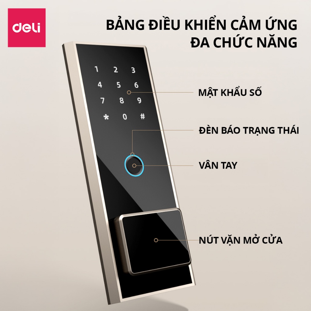 Két Sắt Vân Tay DELI Cao Cấp Thiết Bị Két Sắt Bảo Hộ Tài Sản Có Thông Báo Giọng Nói Két Lót Da Nhiều Ngăn Cho GĐình Cty